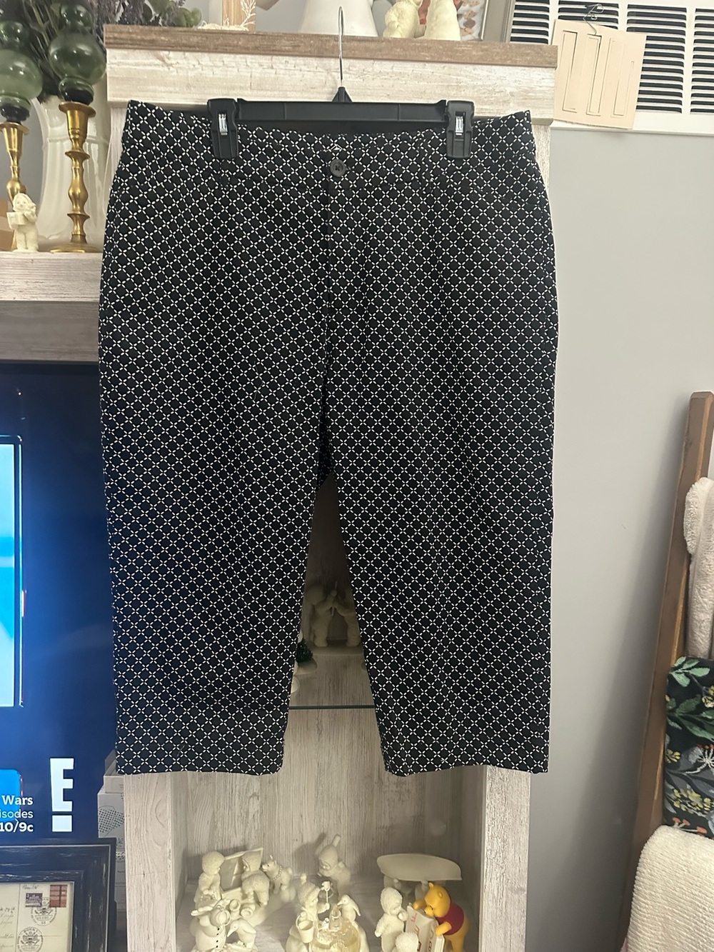 St. John's Bay Black Shorts with White Geometric Print
